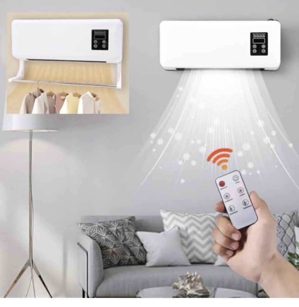 Wall-Mounted White Air Conditioner Heating & Cooling Remote Control Digital