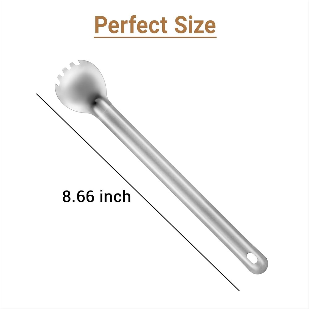 Titanium Long Handle Spork with Polished Bowl