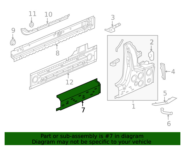 Genuine GM Driver Side Rocker Panel Reinforcement 13366124