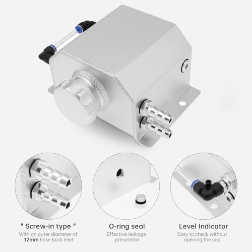 Radiator Overflow Tank 1L Coolant Overflow Tank Universal Coolant Silver