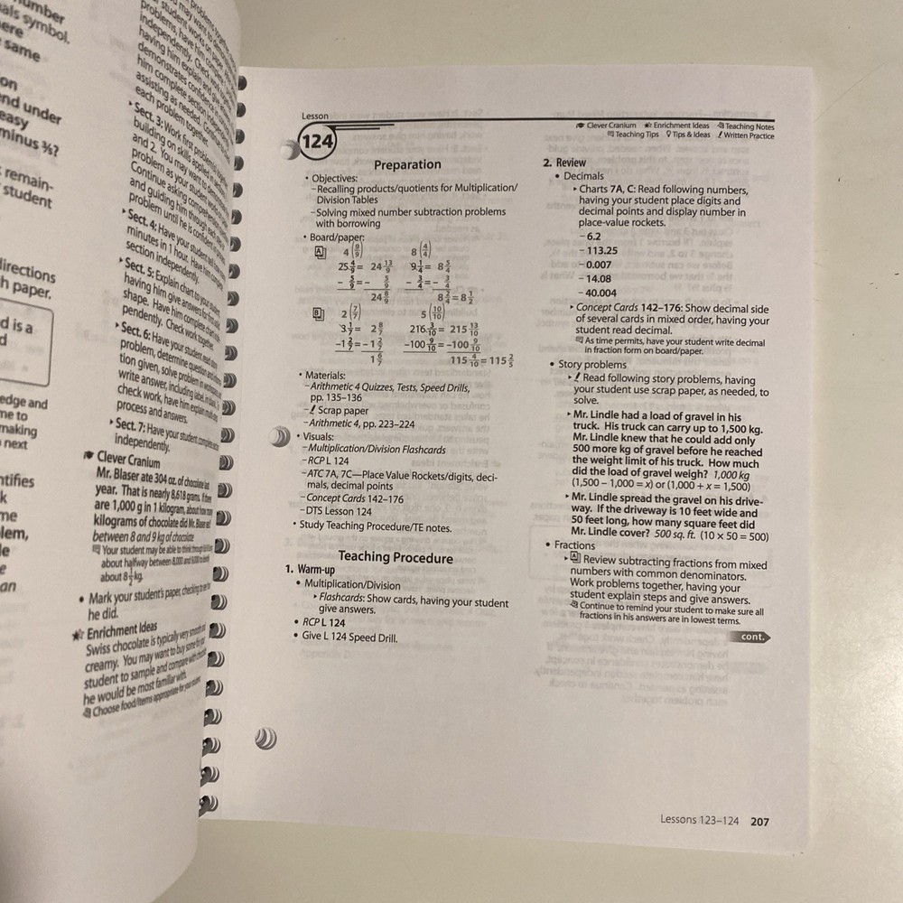 Abeka Arithmetic 4 Lesson Plans