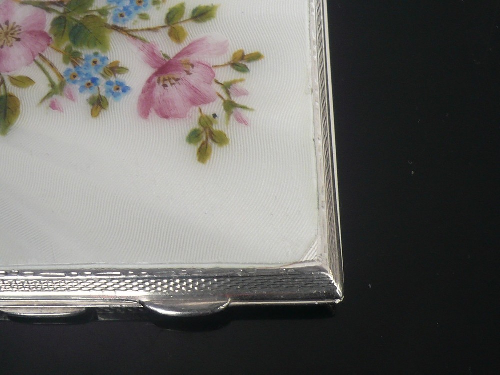 Sterling Silver Enamel Cigarette Case, Birmingham 1944, Bert Gordon