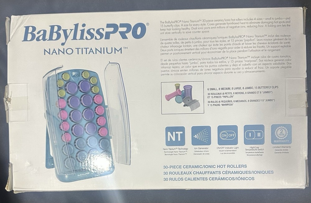 Babyliss Pro Nano Titanium Ionic 30 Hot Rollers. With Clips!