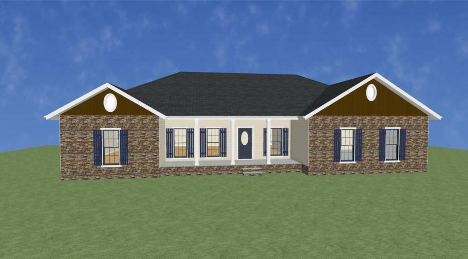 Ranch House Plans 1753 SF 3 Bed 2 Bath Open Floor Split BR (Blueprints) #1210