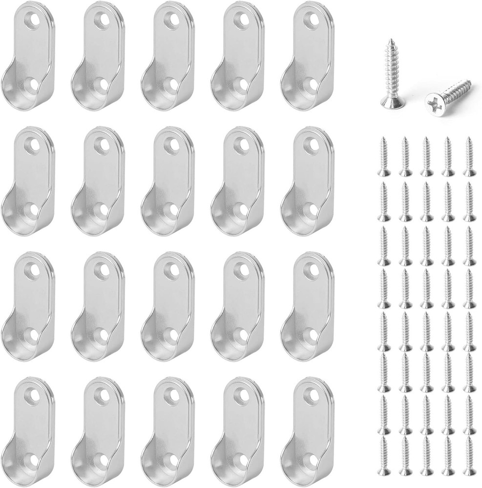 20 Pack Oval Closet Rod End Supports, Dveda Bracket, Wardrobe...