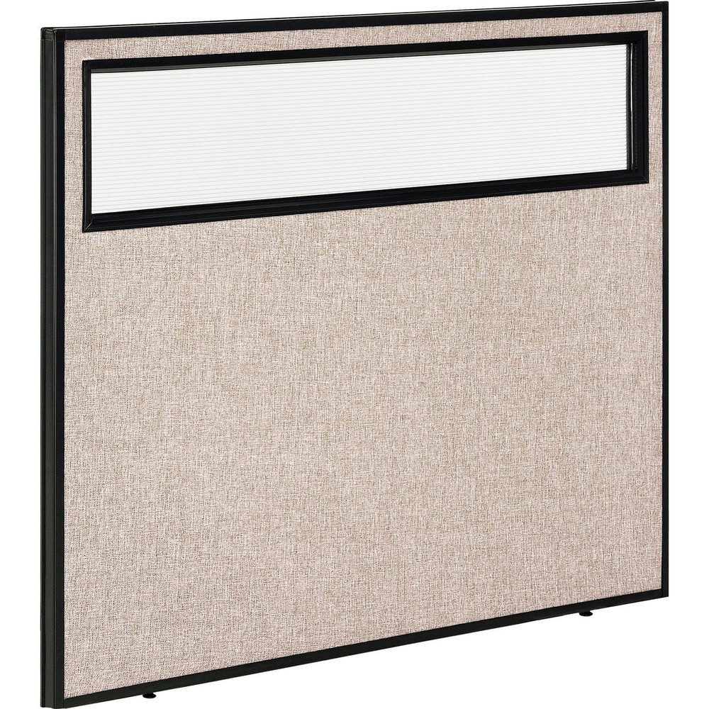 Office Partition Panel With Partial Window 48-1/4"W x 42"H Tan
