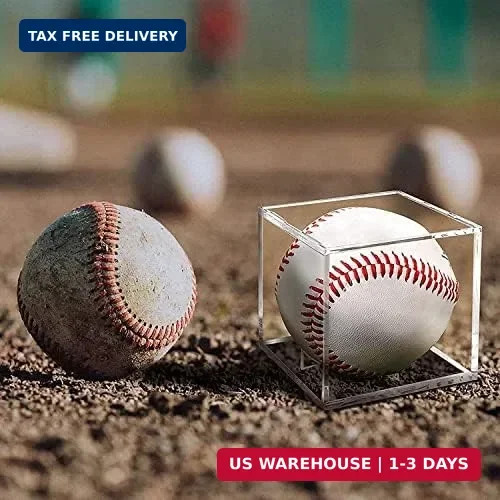 12 Pack UV Protected Acrylic Boxes for Display,Clear Display Case Baseball Cube