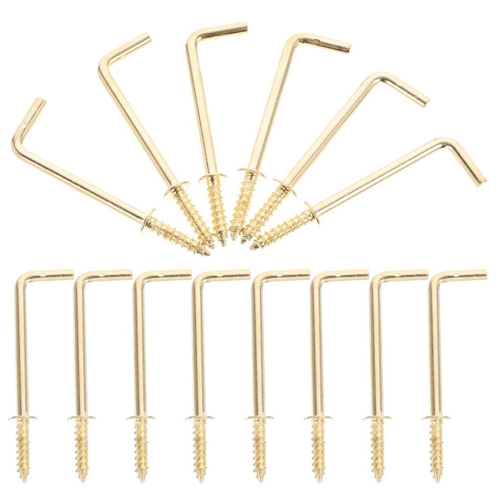30 Pcs Right Angle Hook Shaped Screw Hooks Hanging for Workplace