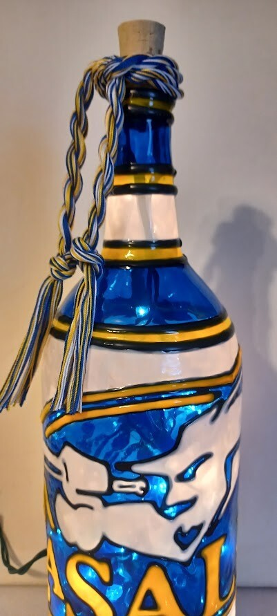 LaSalle University Inspired Lighted Bottle Hand Painted