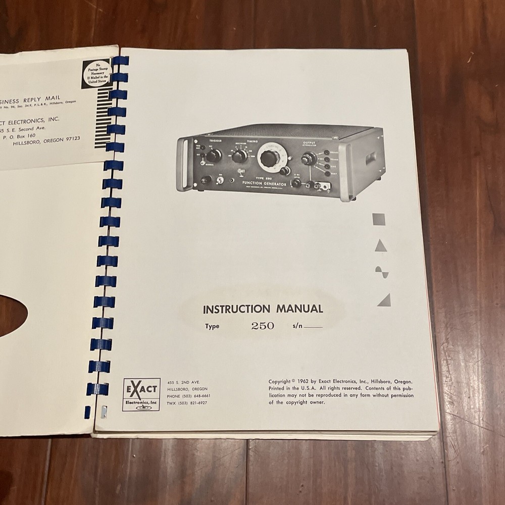 Exact Type 250 Instruction Manual 1962