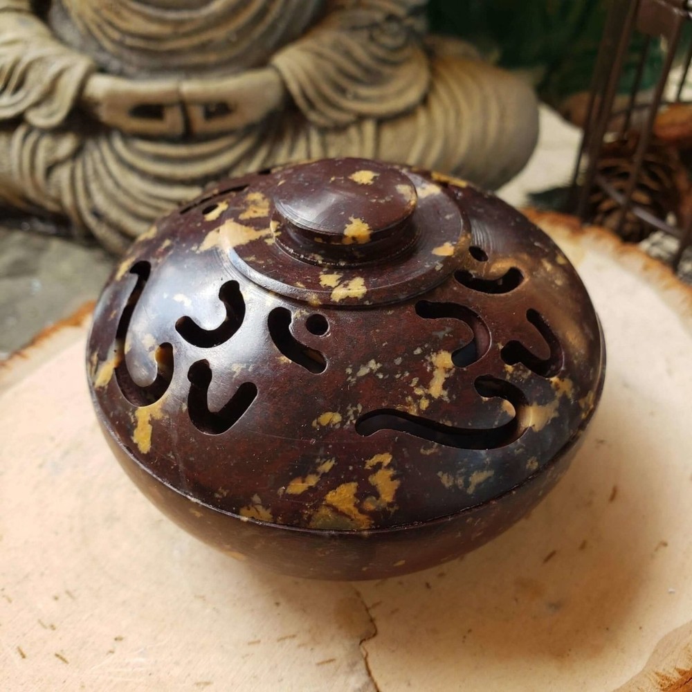 Om Soapstone Multi Burner, Charcoal Burner, Incense holder