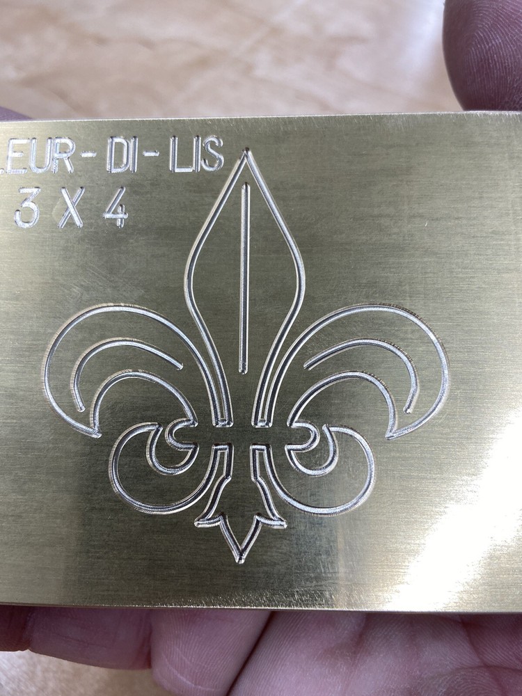SMALL FLEUR DI LIS BRASS MASTER TEMPLATE FOR NEW HERMES ENGRAVER SOLID BRASS