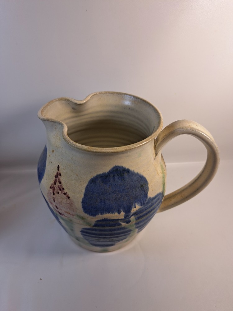 Pottery Pitcher 6.5" Tall Mixed Design Glaze