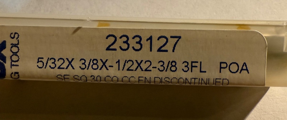 Controx Cobalt 5/32 3Fl Endmill #233127