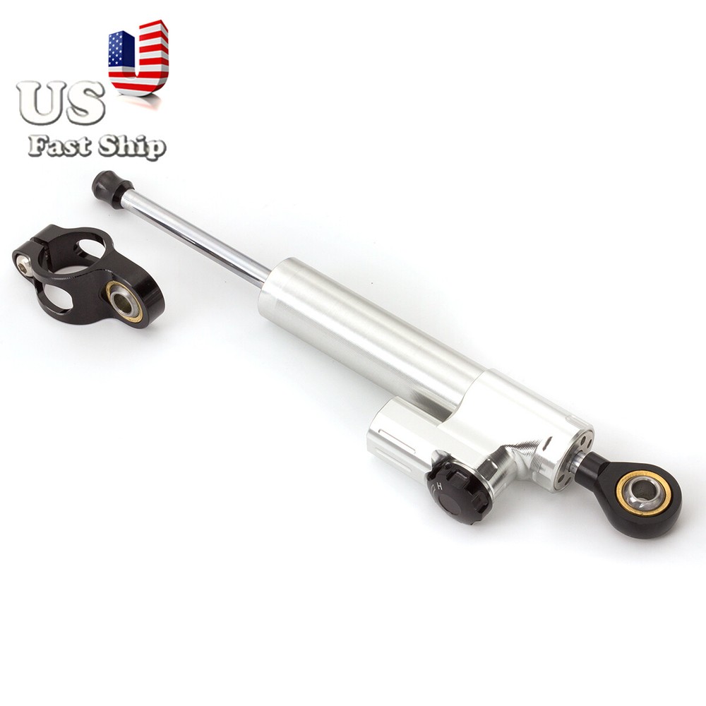 CNC Silver Motorcycle Universal Steering Damper Stabilizer Linear Control Safety