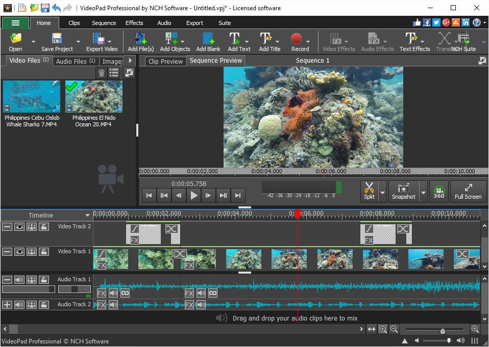 VideoPad Video Editor MPEG ,WMV editor Edit Video , Copy , Cut