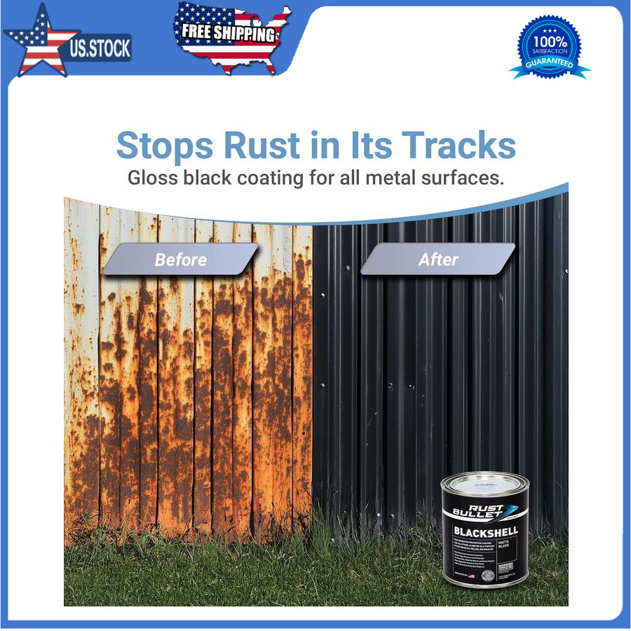 Gloss Black Rust Proof Coating 1 Quart UV Resistant Metal Protection