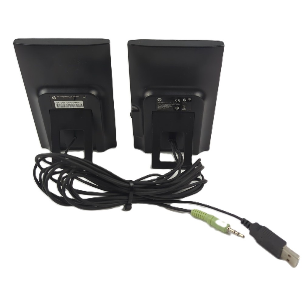 HP H204B USB Powered Flat Computer Speakers Black Wired Desktop Laptop Tested