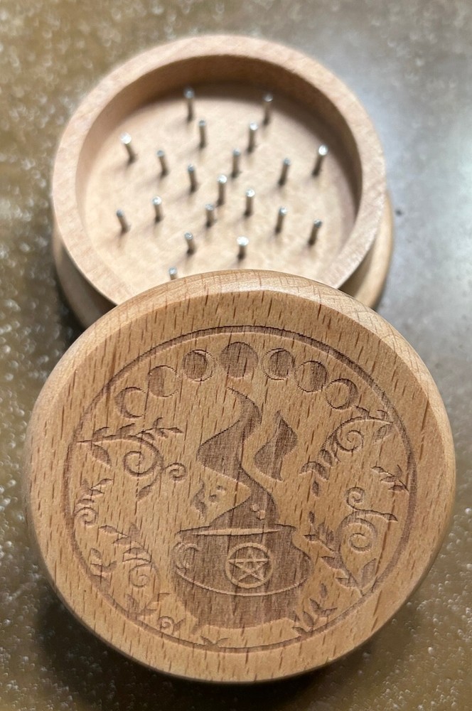 Laser-Etched Herb Grinder with a Witchy Cauldron!