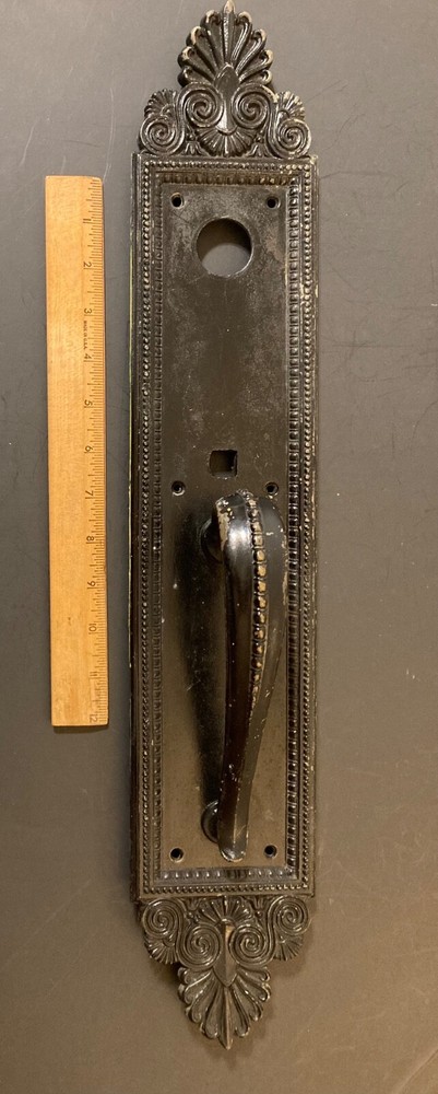 GIGANTIC Antique Ornate SARGENT & CO CAST IRON DOOR PULL ~ Architectural Salvage