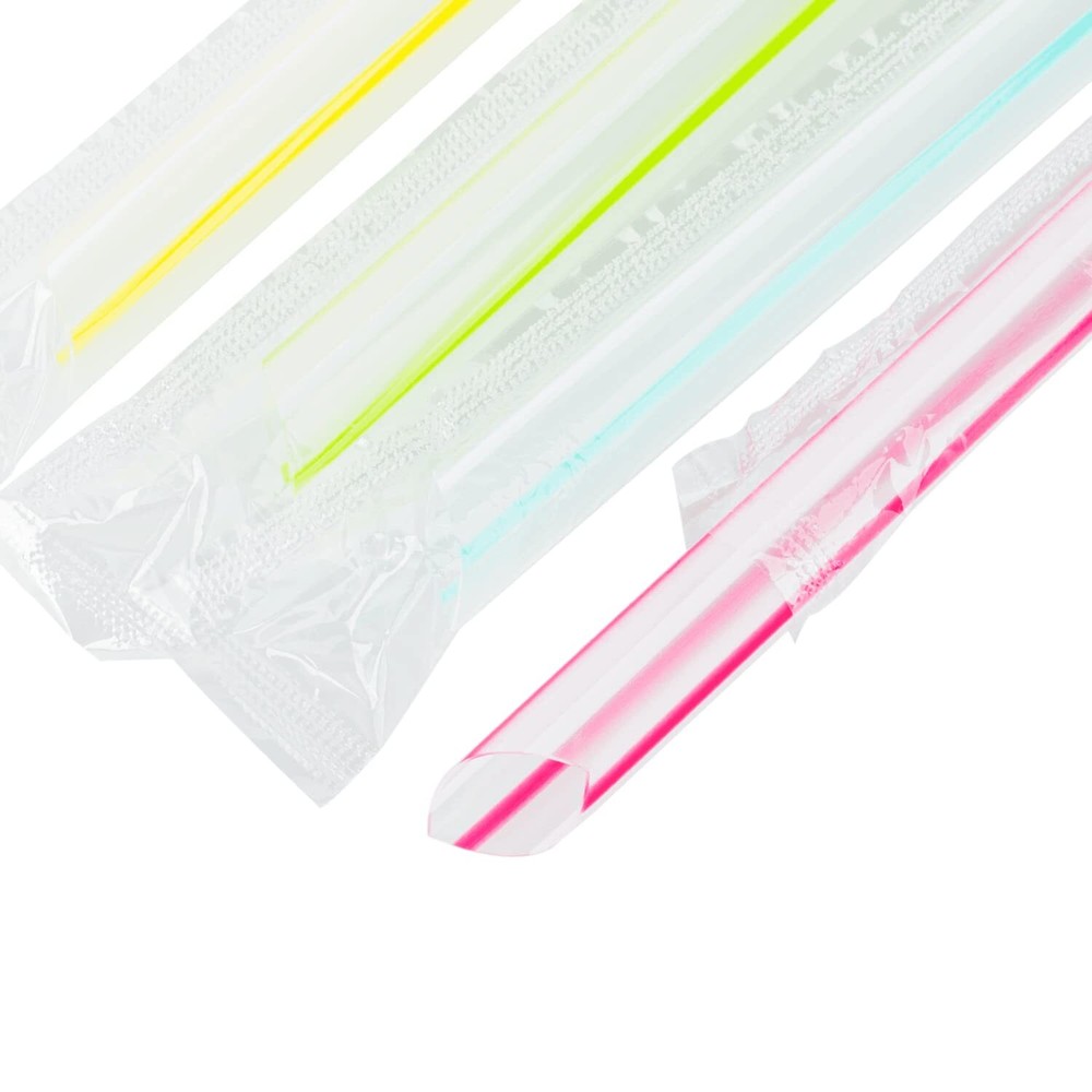 Karat C9002S, 7.5" Boba Straws, Poly-Wrapped, Diagonal Cut, 2000/CS