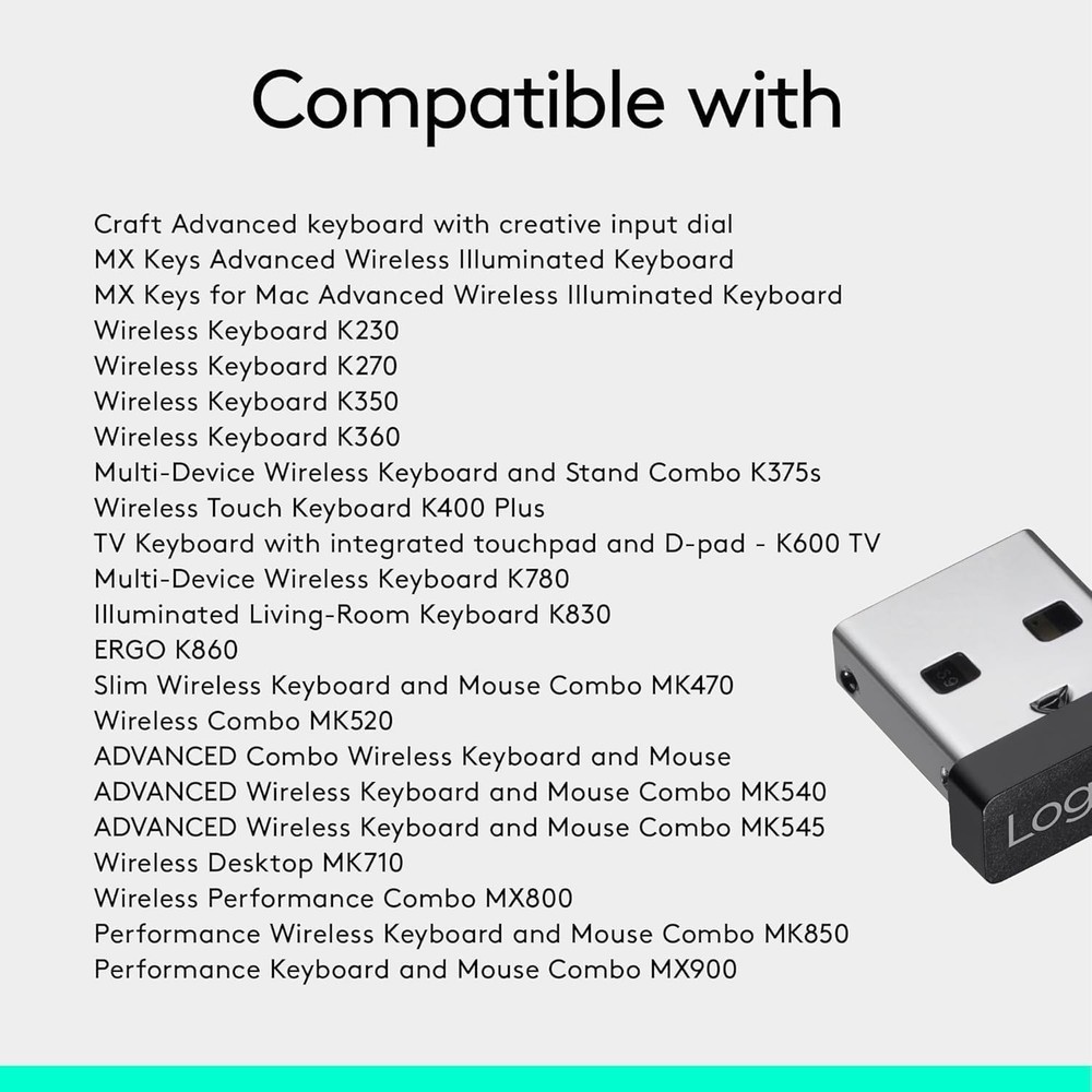 Compact USB Unifying Receiver, 2.4 GHz - Connect Up to 6 Devices with Ease