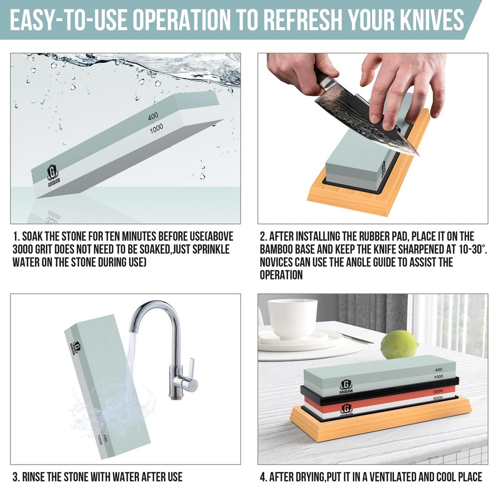 Complete Knife Sharpening Stone Kit - Goodjob Premium Multiple Colour