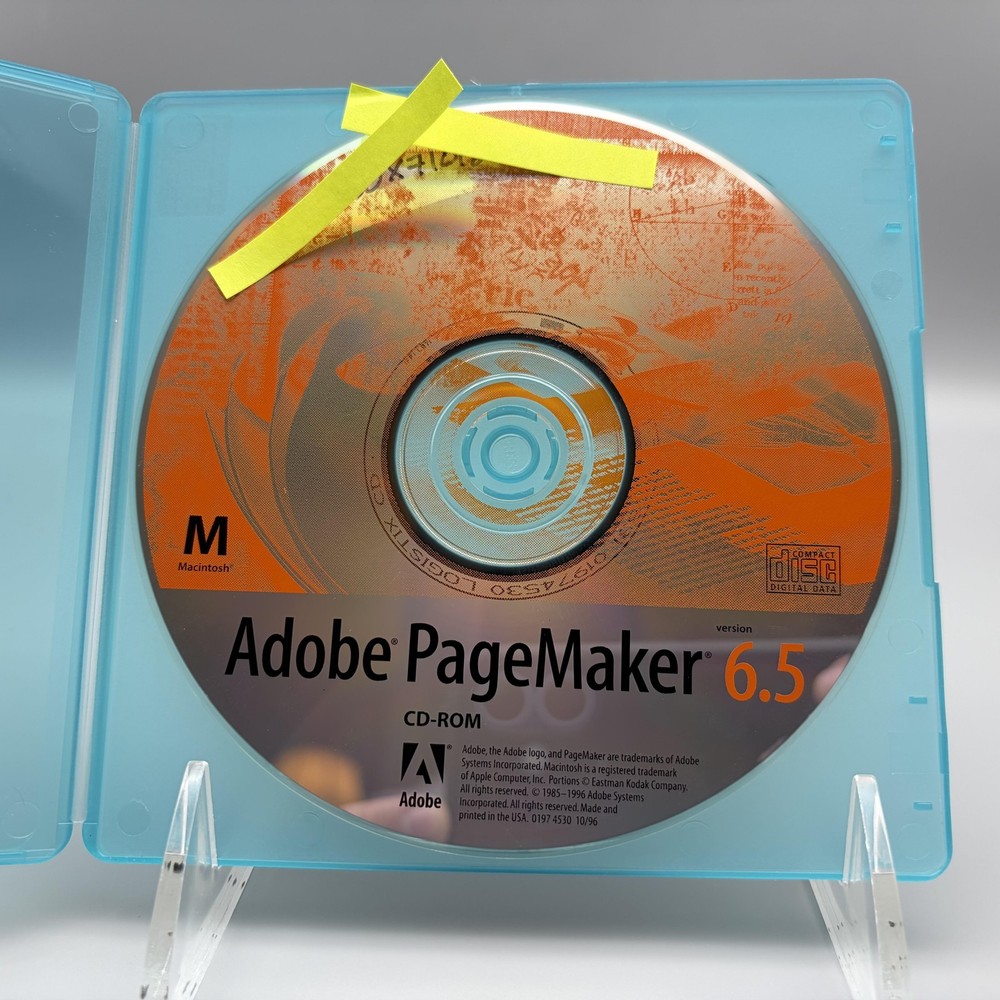 Vintage 1996 Adobe PageMaker 6.5 CD-ROM Macintosh Desktop Publishing Software