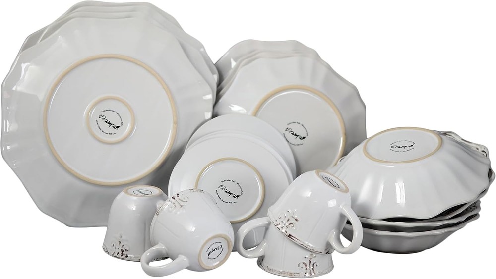 Fleur De Lys 20-Piece Dinnerware Set in White