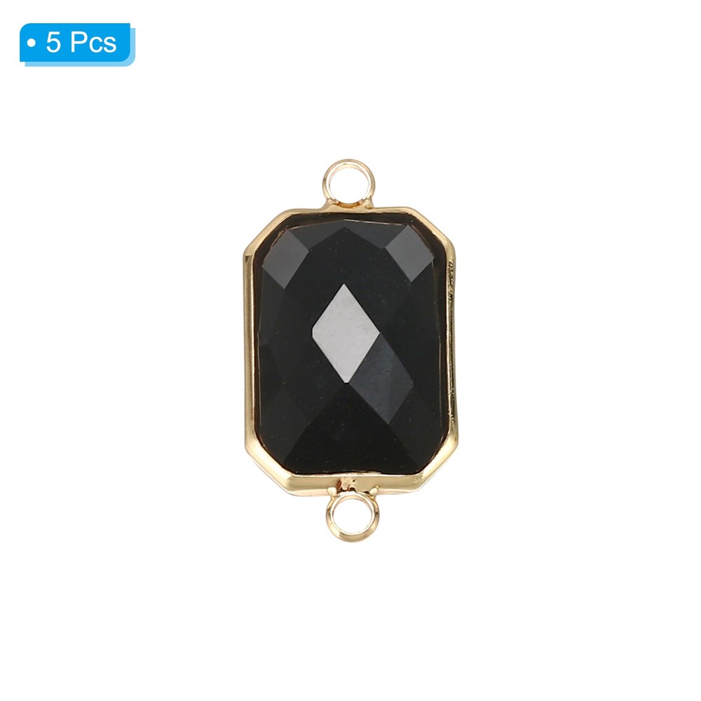 Birthstone Connector Link, 5Pcs Diamond Links Rectangle, Black