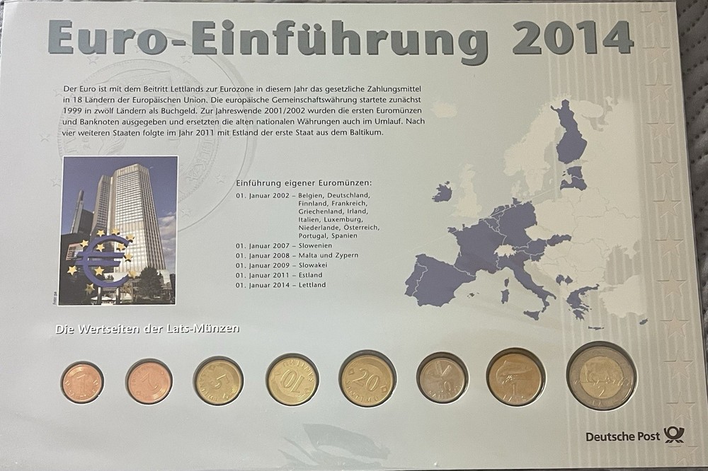 LATVIA LATEST ISSUE COINS LATS IN FOLDER