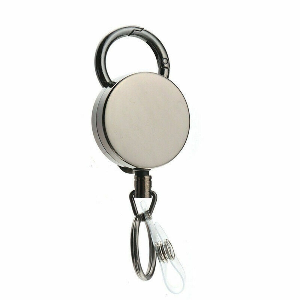 1Pcs Retractable Heavy Duty Pull Ring Key Chain Recoil Keyring Wire Rope Holder