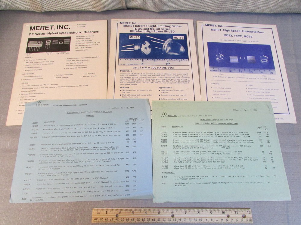 (3) Maret Inc. Catalogs + (2) Price Lists 1974 Milspec Electronics