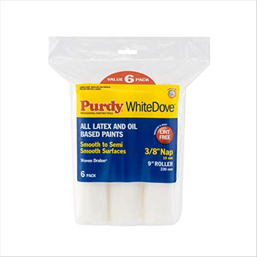 White Dove Roller Cover, 9 X 3/8 In., 6 Count