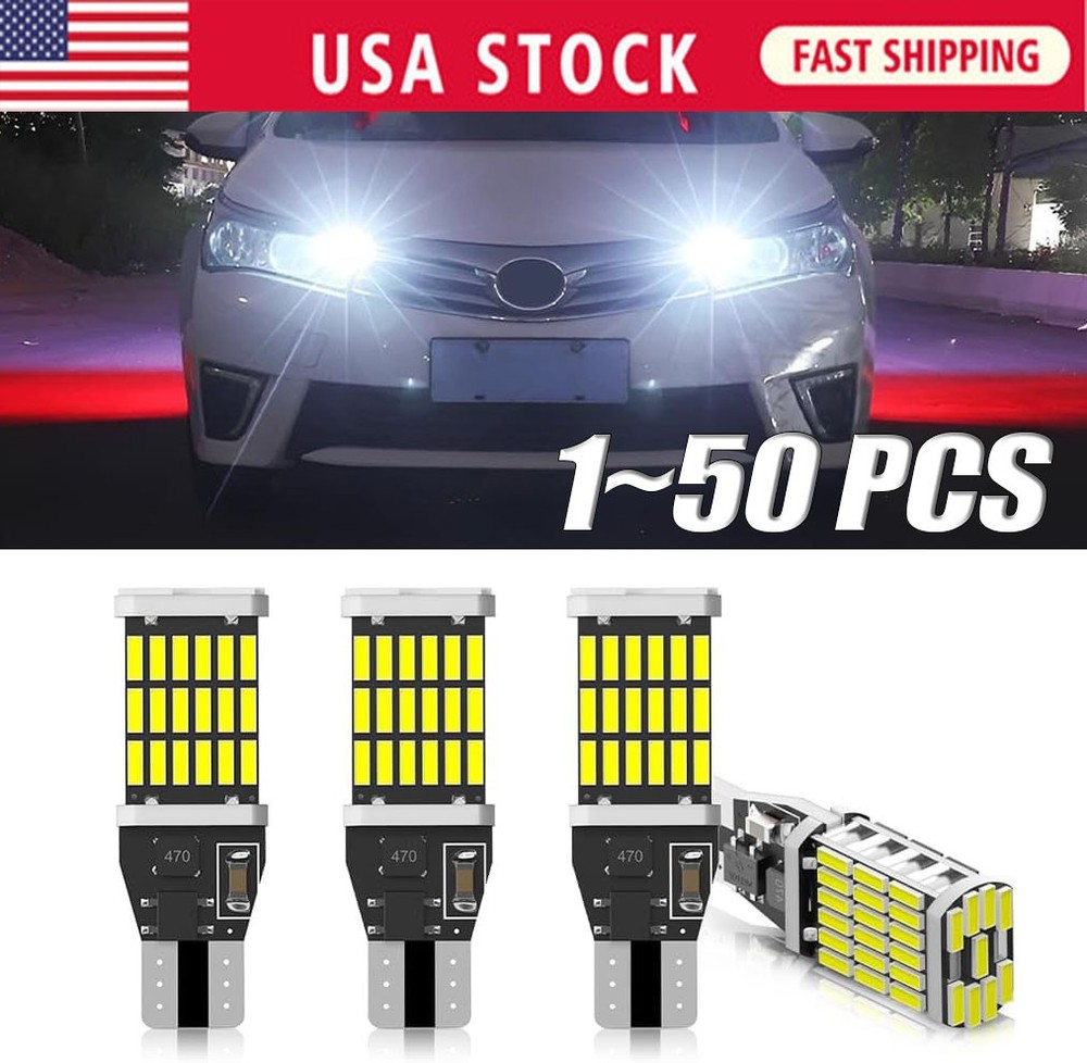 T15 921 912 LED Reverse Backup Light Bulbs W16W 916 6000K Super Bright White