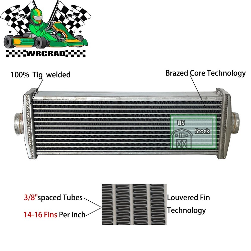 Universal Full Aluminum Performance Intercooler Fit J-Line Silver 2-Rows