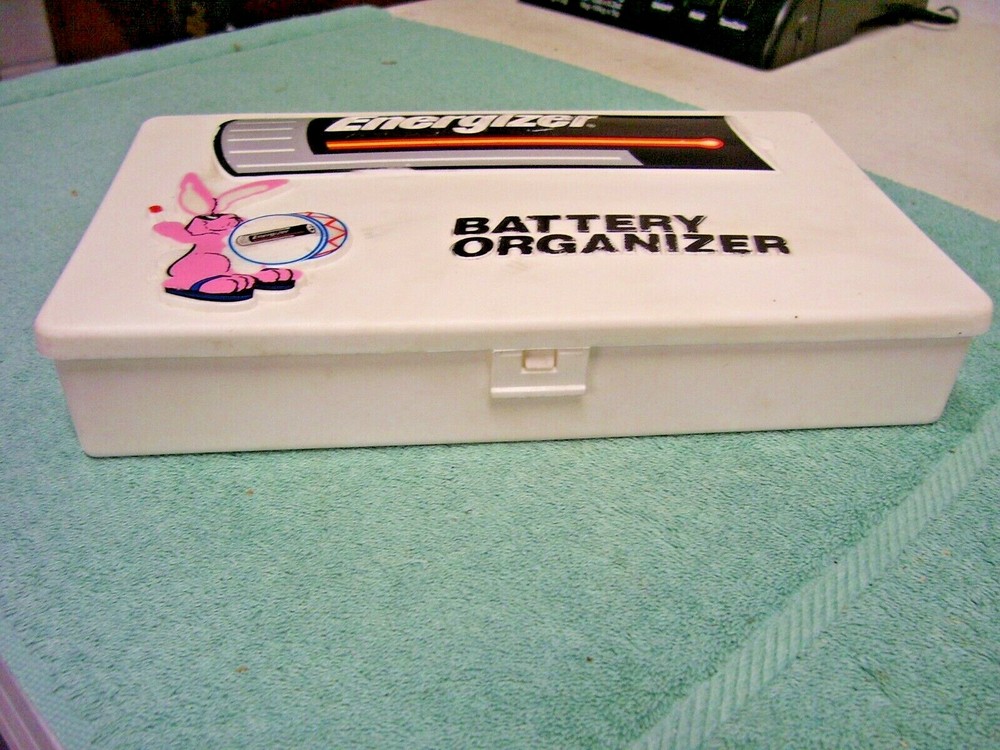 Vintage Energizer Battery Organizer Storage Box Case with Tray