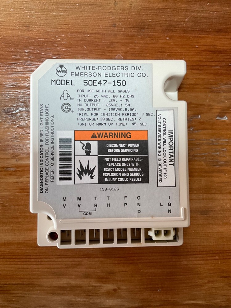 Hot Surface Ignition Control 50E47-150 White-Rodgers