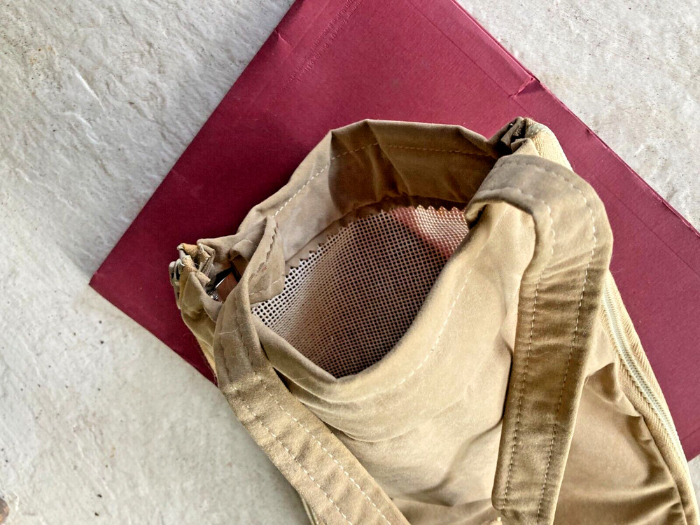Tan Suede Bag with Stitchable Needlepoint Front 11.5" x 8.5"