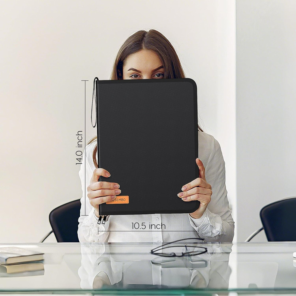 Fireproof Document Organizer Binder with Waterproof Bill Holder (Black)