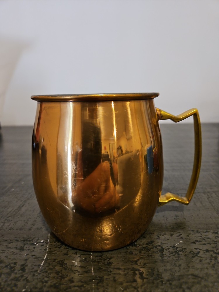 Copper-Plated Moscow Mule Mug With Brass Handle – Vintage Barware – 4” Tall
