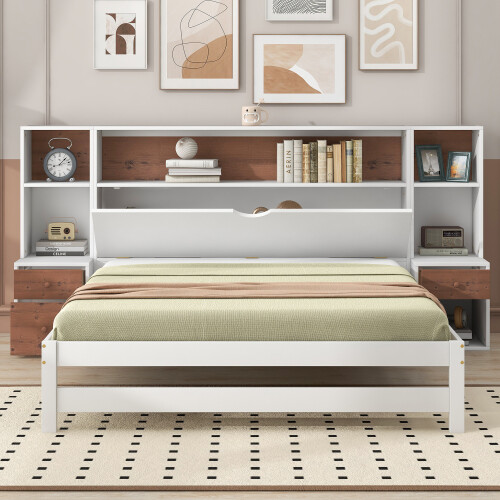 Twin Full Size Platform Bed Frame w/ Storage Headboard & Nightstand Bedroom Sets