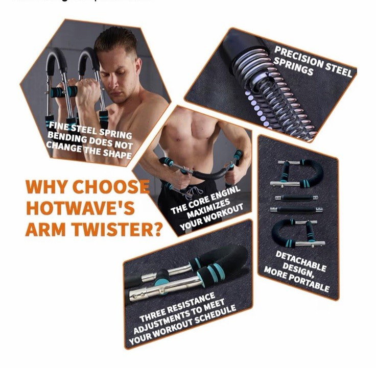 HOTWAVE Twister Arm Exerciser,Adjustable Spring Workout Bar, Fore