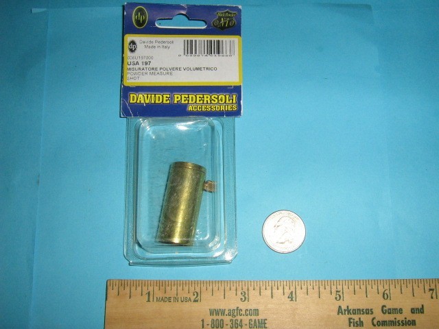 VINTAGE DAVIDE PEDERSOLI BRASS POWDER MEASURE MUZZLELOADER ADJUST., BLACKPOWDER
