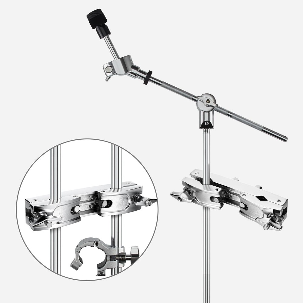 Cymbal Stand Multi-Clamp, Silver Drum Clamp Mount, Adjustable Percussion Drum