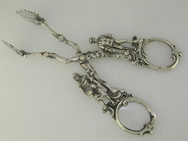 Early Silver SERVING TONGS figural handles German 13