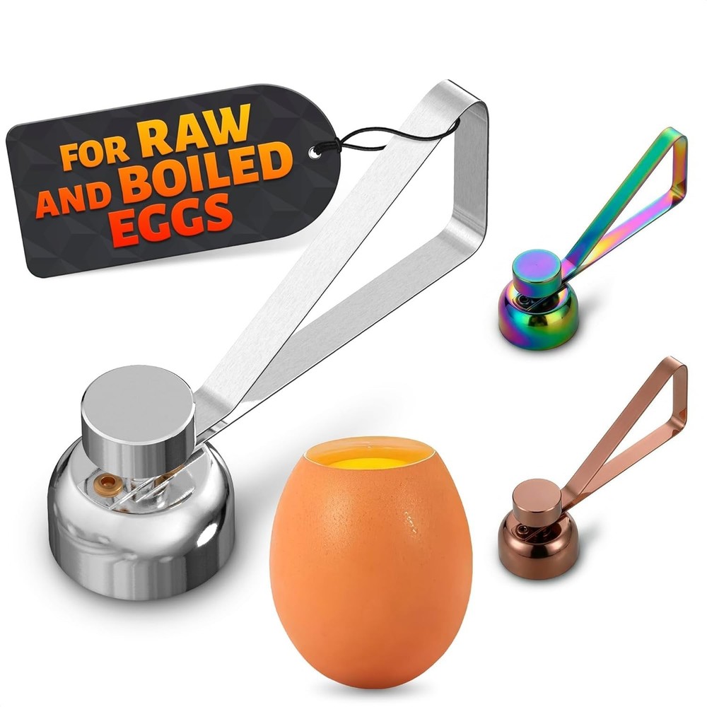 Compact Egg Cracker Tool for Clean Breakfast and Baking Prep - Silver Finish