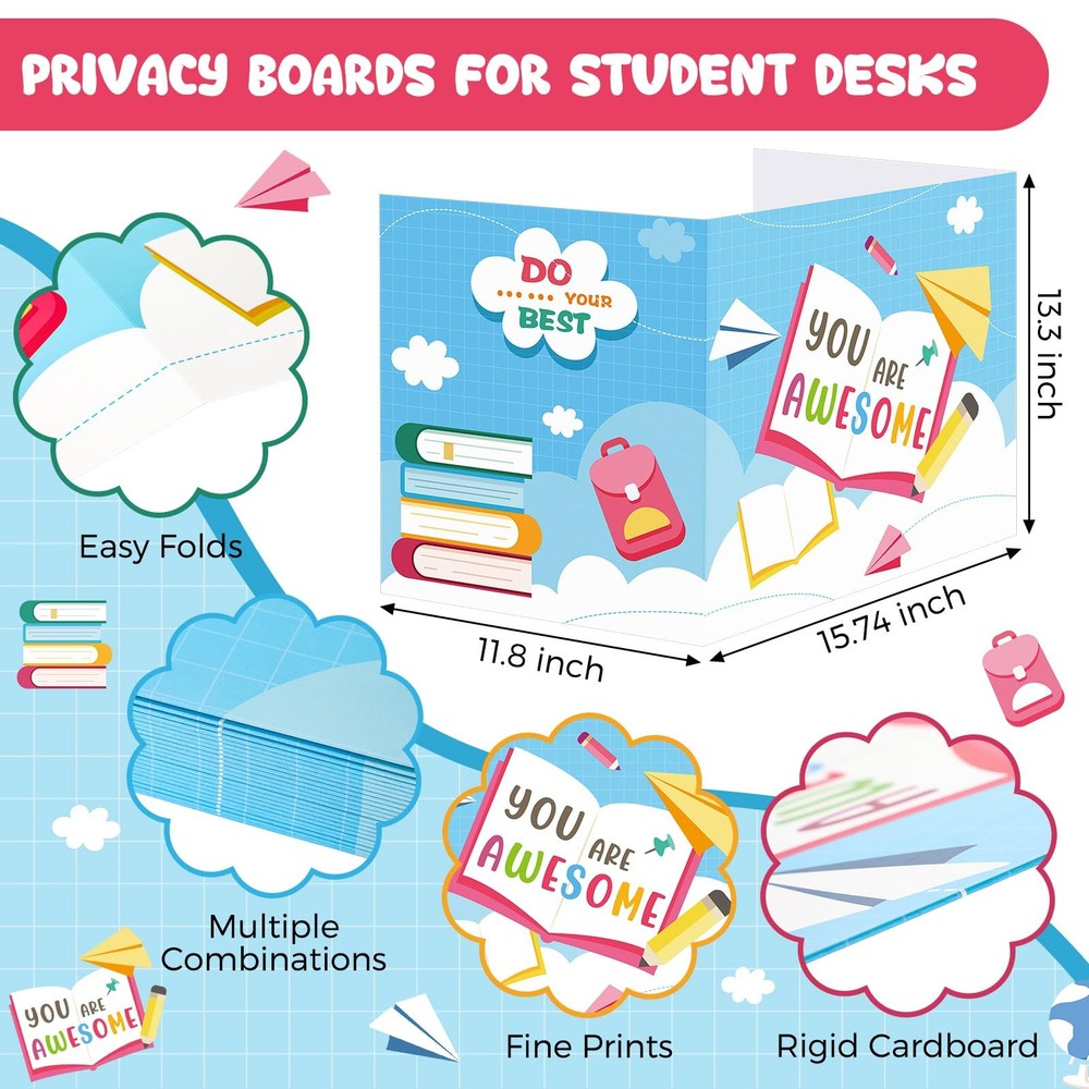 24 PCS Privacy Boards Student Desks Bright Colored Trifold Panel Elegant