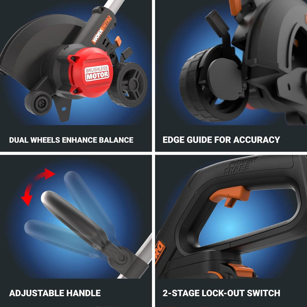 Nitro Cordless Lawn Edger, 7'' Grass Edger with 3 Depth Settings, 20V Electric E