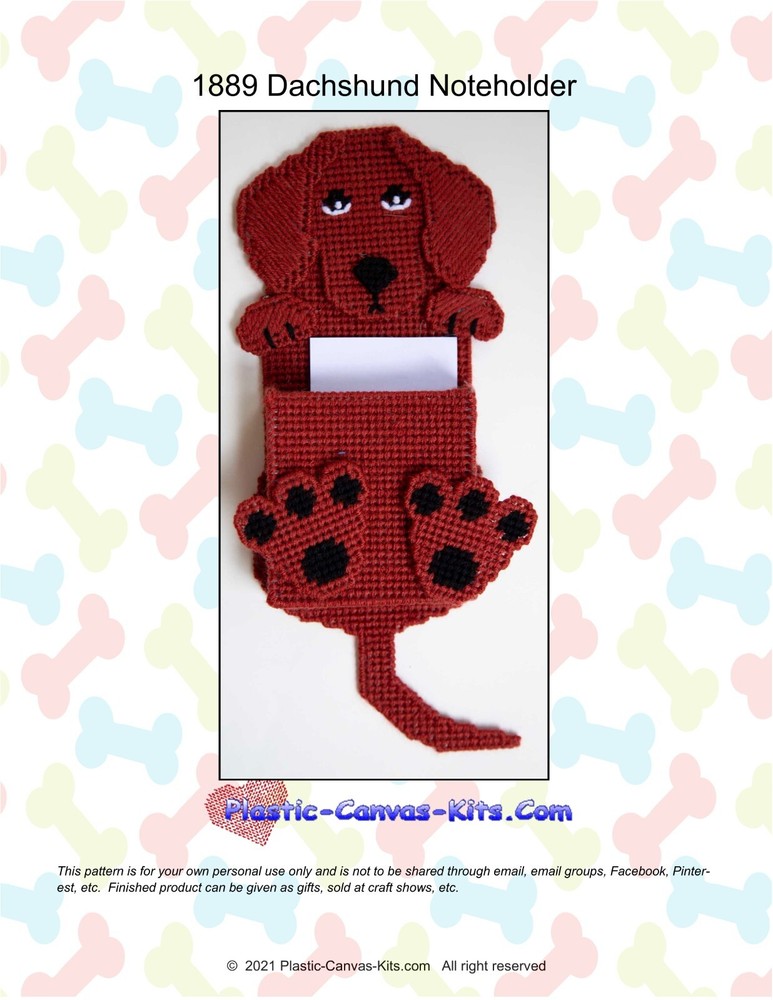 Magnetic Dachshund Note Holder- Plastic Canvas Pattern or Kit